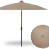 10' Round Shanghai Market Black Frame Sand Canopy Umbrella