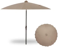 10' Round Shanghai Market Black Frame Sand Canopy Umbrella