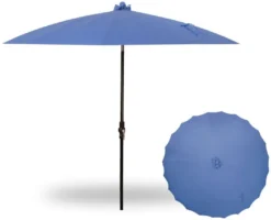 10' Round Shanghai Market Black Frame Sky Canopy Umbrella