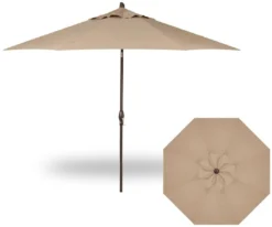 11' Collar Tilt Market Bronze Frame Sand Canopy Umbrella