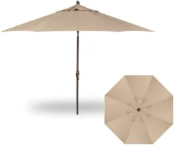 11' Collar Tilt Market Bronze Frame Ridge Beach Canopy Umbrella