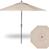 11' Auto Tilt Market Bronze Frame Champagne Canopy Umbrella