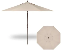 11' Auto Tilt Market Bronze Frame Champagne Canopy Umbrella