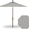 9' Collar Tilt Market Bronze Frame Silver Linen Canopy Umbrella