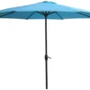 9' Market Black Frame Blue Canopy Umbrella