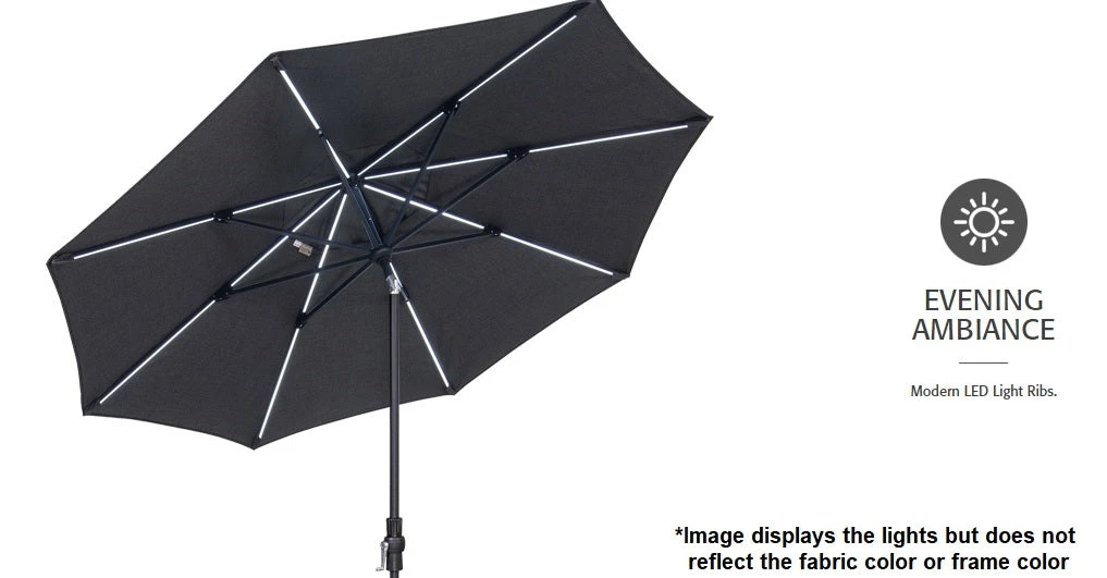 13' Starlux Collar Tilt Market Umbrella In A Bronze Frame With A Sahara Stripe Canopy - Image 5