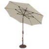 9' Starlux Collar Tilt Market Umbrella In A Bronze Frame With A Champagne Canopy