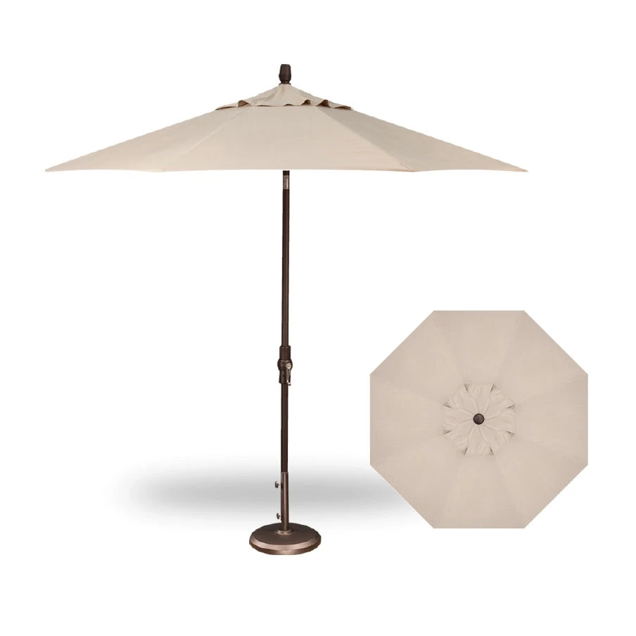 9' Starlux Collar Tilt Market Umbrella In A Bronze Frame With A Champagne Canopy - Image 5