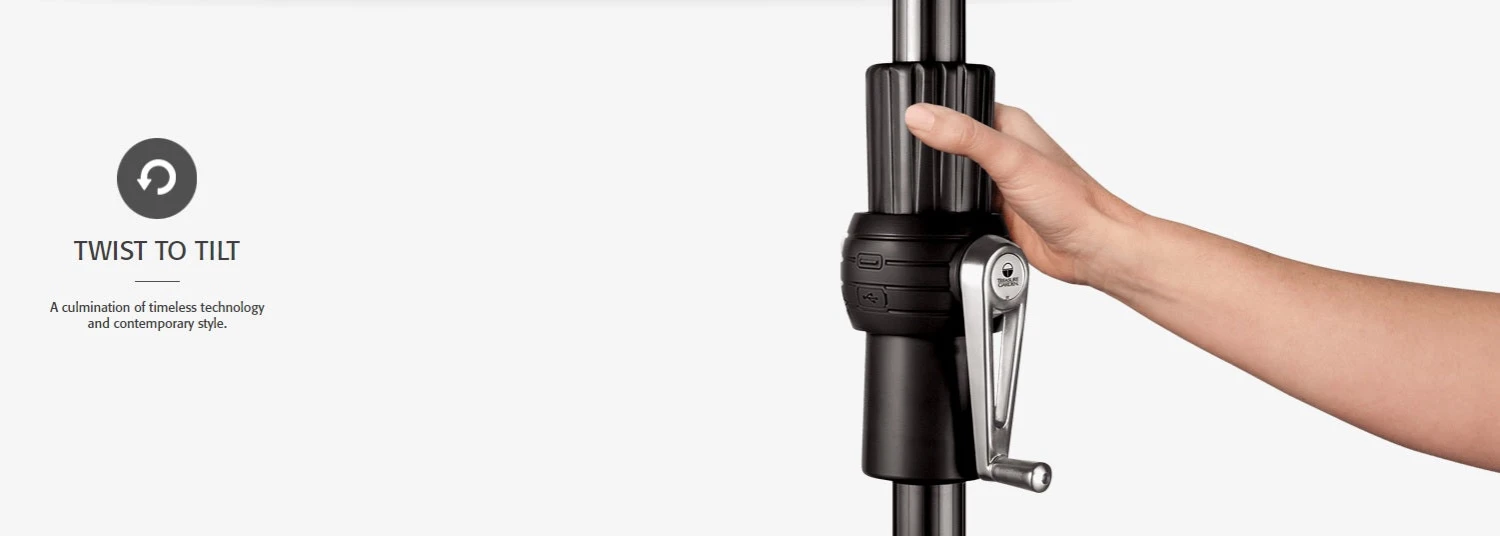 13' Starlux Collar Tilt Market Umbrella In A Bronze Frame With A Sahara Stripe Canopy - Image 6