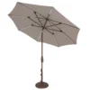 9' Starlux Collar Tilt Market Umbrella In A Bronze Frame With A Taupe Canopy