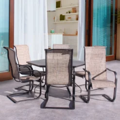 Dublin Brown Sling Spring Patio Dining Sets