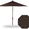 9' Auto Tilt Market Bronze Frame Walnut Canopy Umbrella