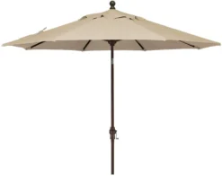 9' Auto Tilt Market Bronze Frame Cream Canopy Umbrella Thin Pole
