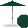 9' Auto Tilt Market Bronze Frame Forest Green Canopy Umbrella Thin Pole