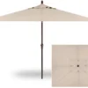 6.5' X 10' Rectangular Market Bronze Frame Champagne Canopy Umbrella