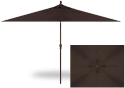6.5' X 10' Rectangular Market Bronze Frame Walnut Canopy Umbrella