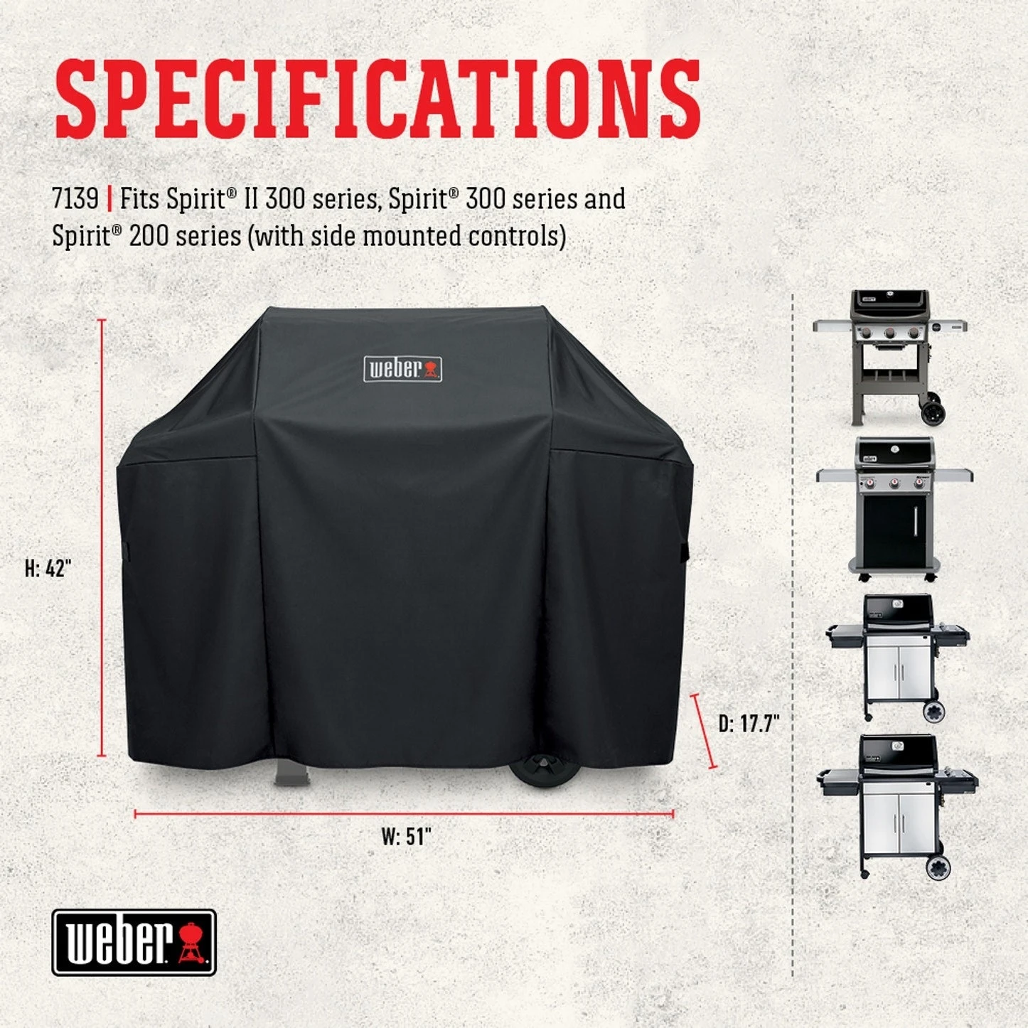Weber Spirit II 300 Gas Grill Cover 7139 - Image 2