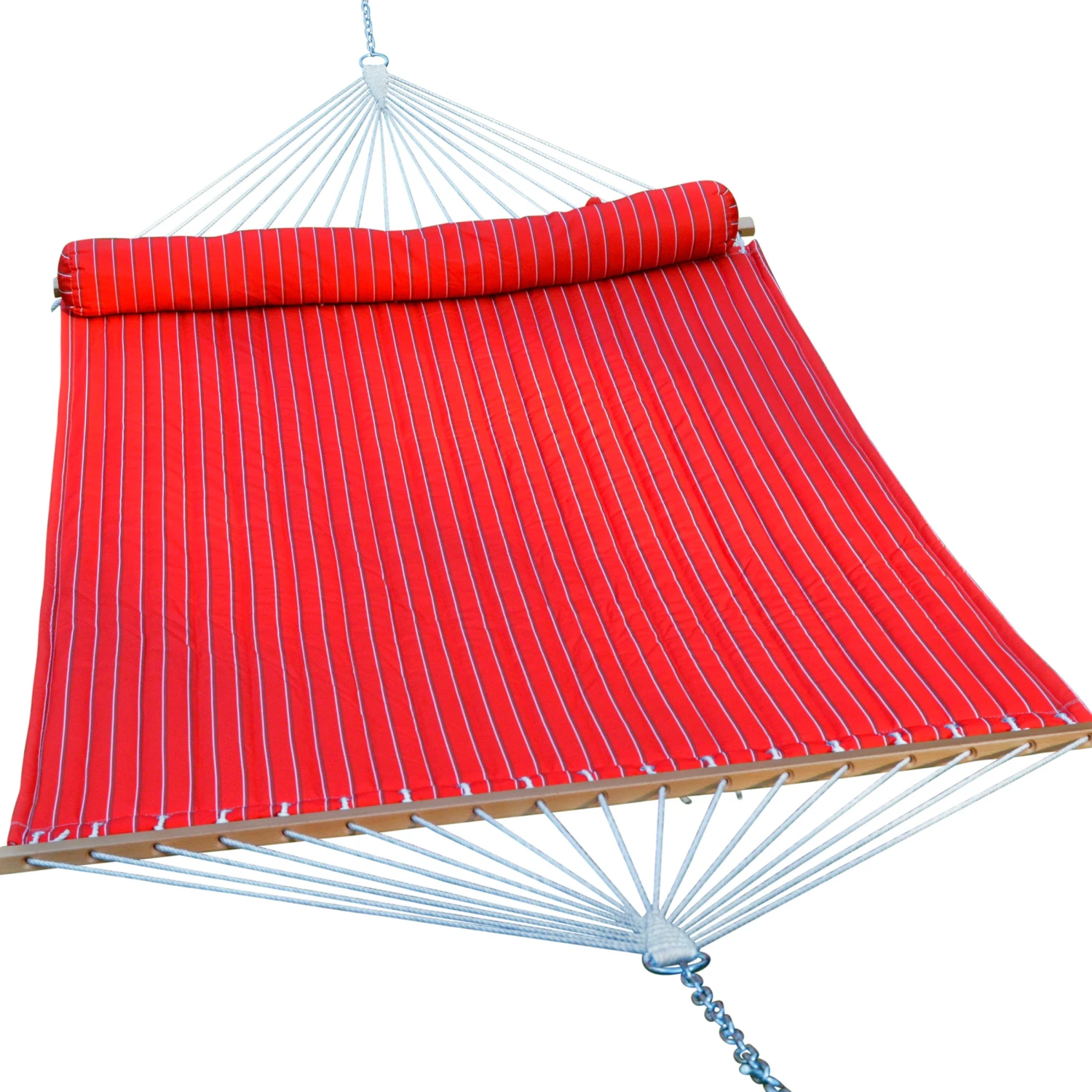13' Quilted Red Stripe Hammock Bed With Bolster Pillow