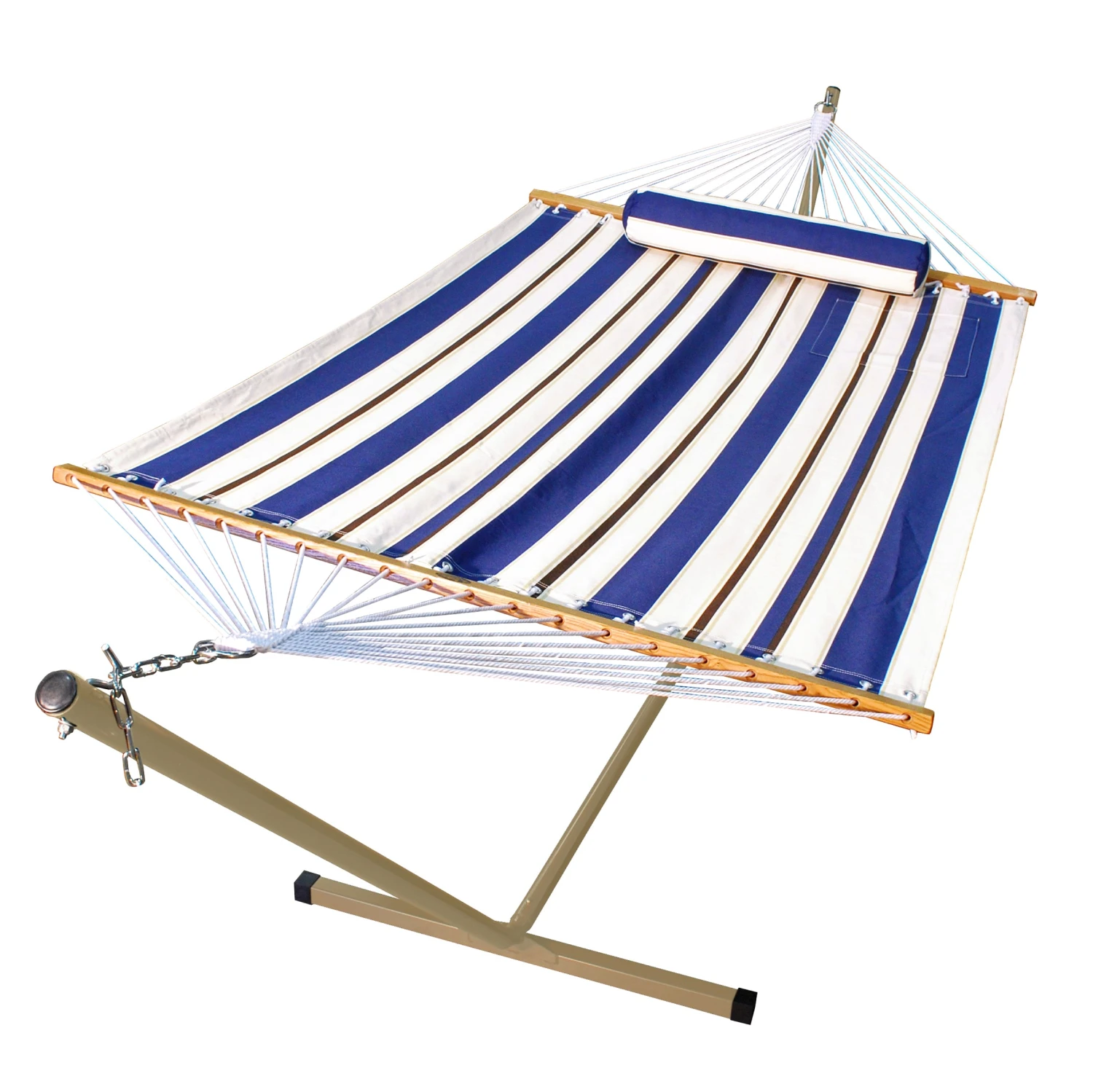 Single Fabric Hammock With Stand And Pillow - Image 3