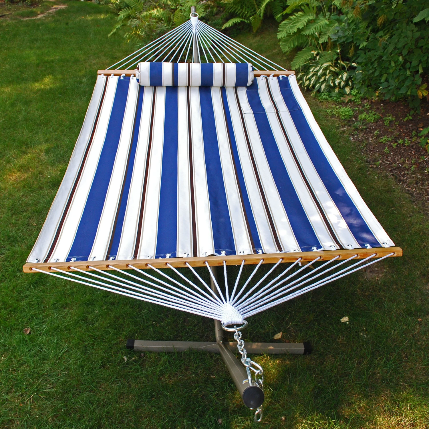 Single Fabric Hammock With Stand And Pillow