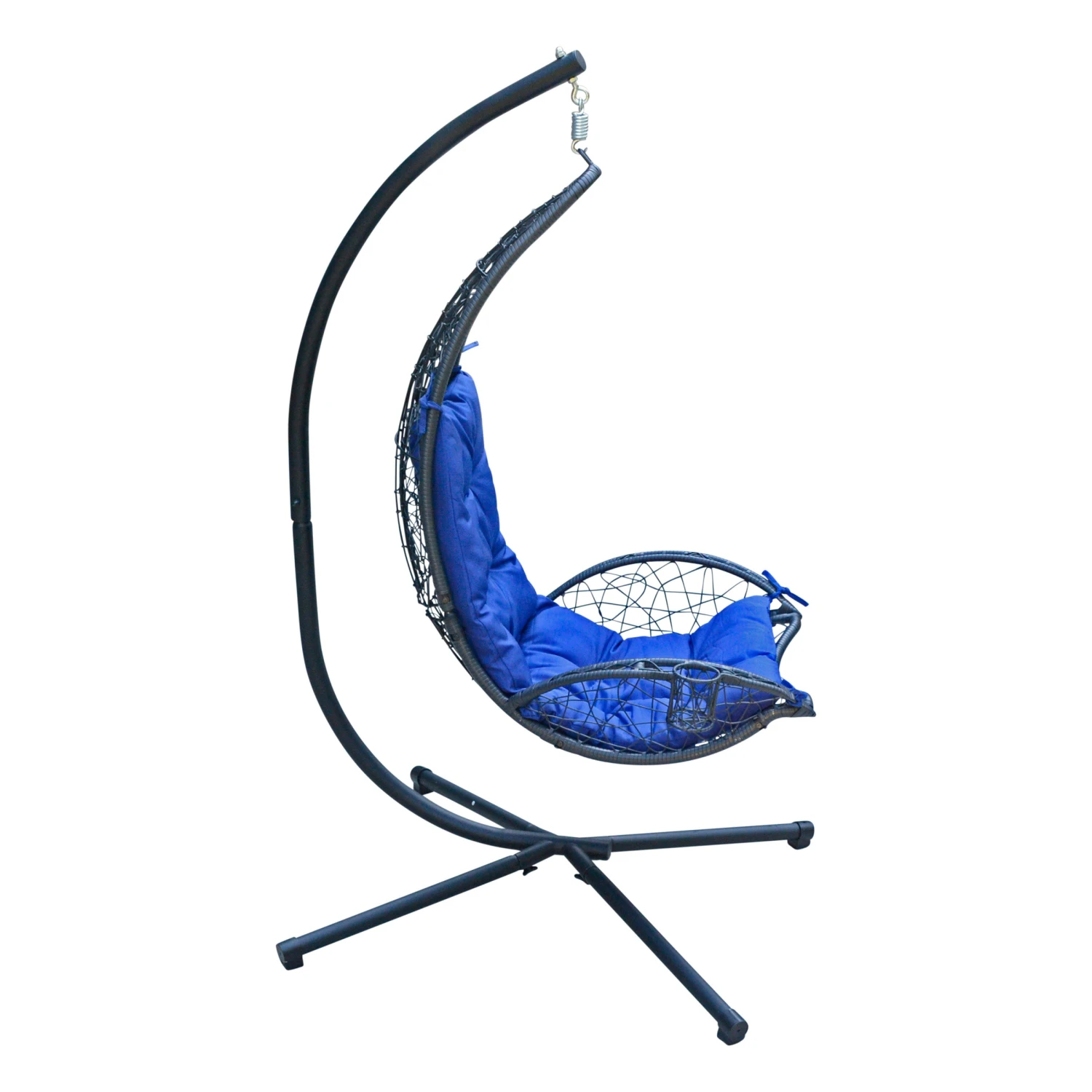 Hanging Cushioned Rattan Wicker Egg Chair And Stand - Image 3