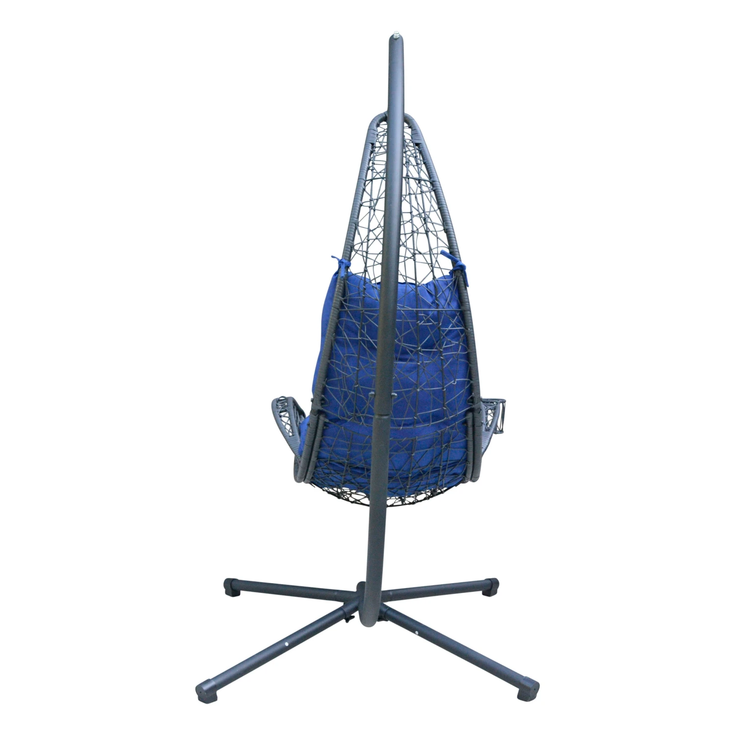 Hanging Cushioned Rattan Wicker Egg Chair And Stand - Image 2