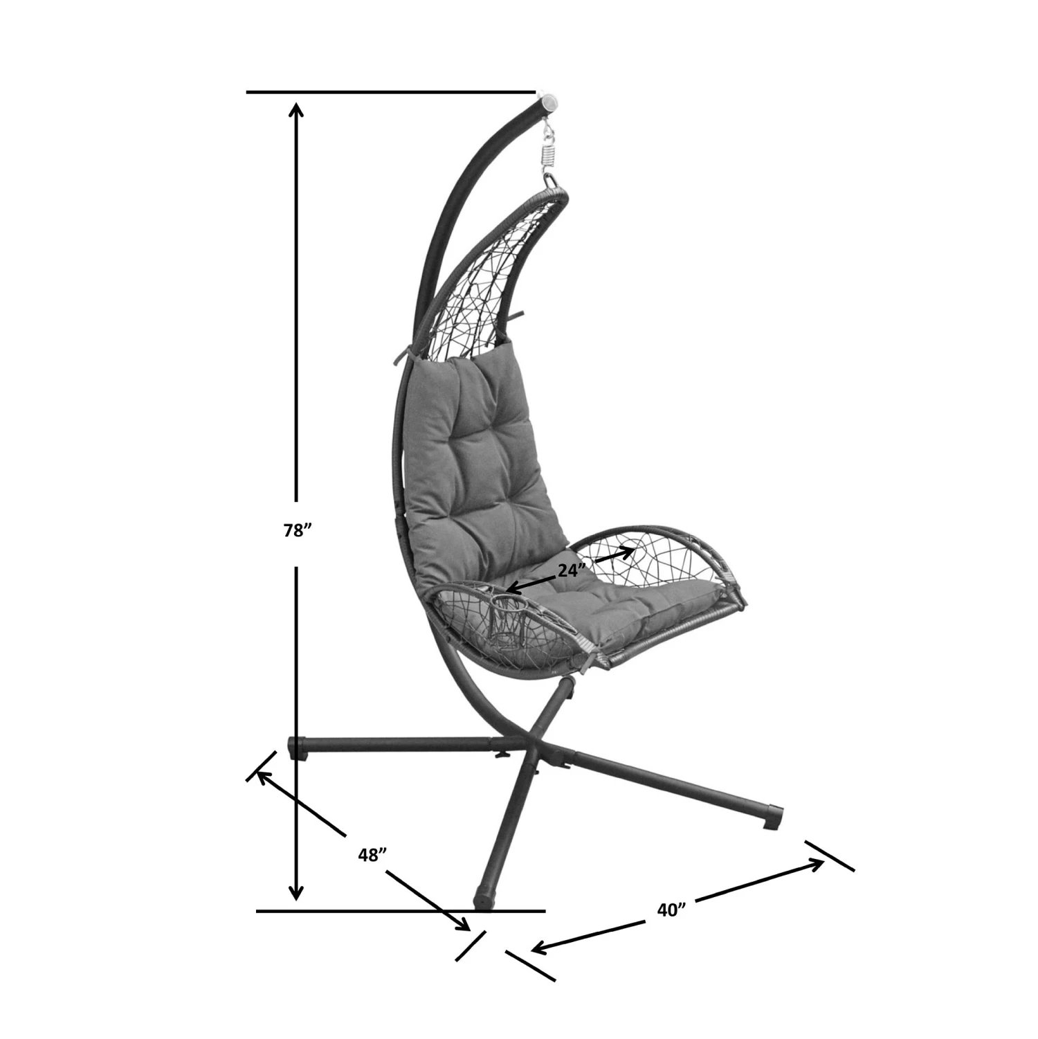 Hanging Cushioned Rattan Wicker Egg Chair And Stand - Image 9