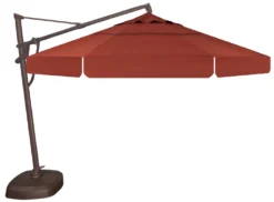 11' Octagon Cantilever Bronze Frame Henna Canopy Umbrella With Base