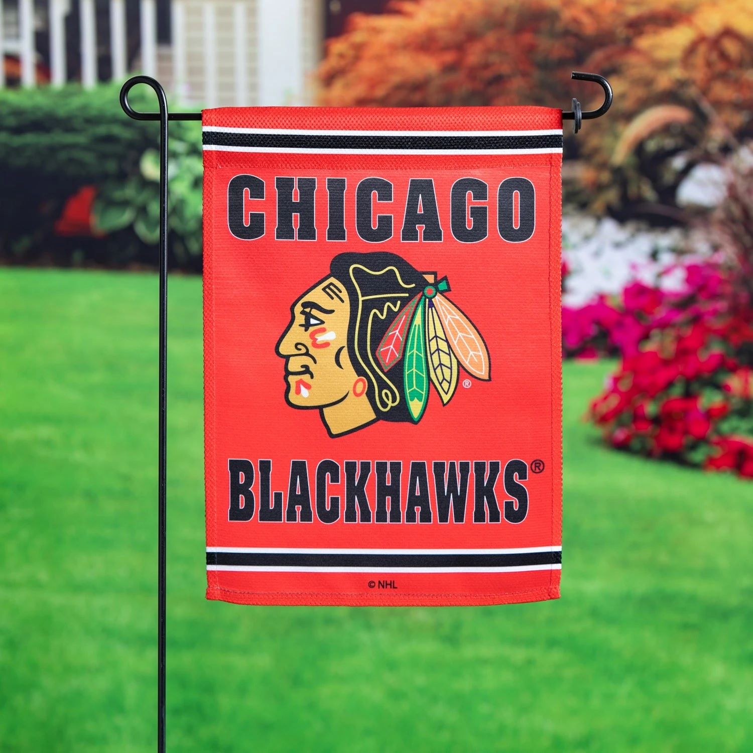 Embossed Suede Chicago Blackhawks Garden Flag - Image 2