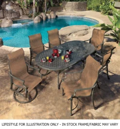 GES Bel Air Sling Cast Aluminum Patio Dining Sets