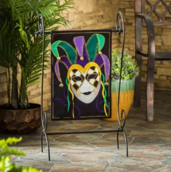 Mardi Gras Jester Mask Garden Linen Flag