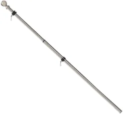 Metal Extendable House Flag Pole, Nickel Finish