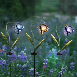 Solar Metal Glass Flower Stakes