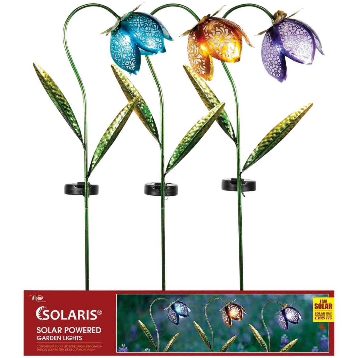 Solar Metal Glass Flower Stakes - Image 2