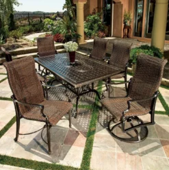 GES Bel Air Cast Aluminum Woven Patio Dining Sets
